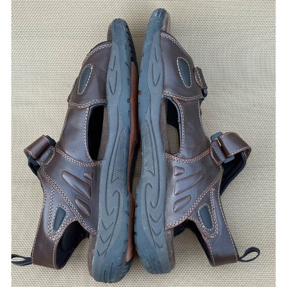 MENS FISHERMAN OPEN TOE HOOK&LOOP CASUAL-OUTDOOR SANDALS BROWN 10 COMFORT - Picture 5 of 11